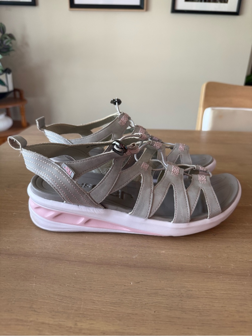 JBU by Jambu Women's Prism Wedge Sandal, Grey/Petal size 9